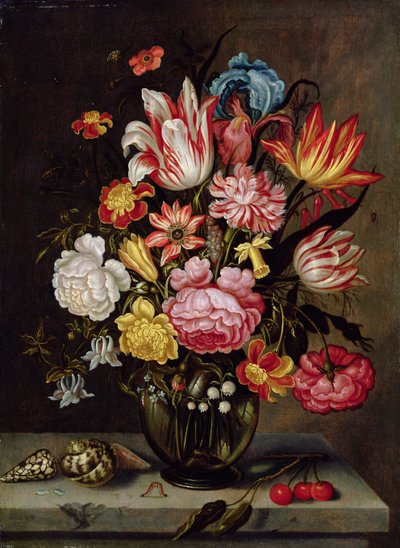 卵形の花瓶の中の花の静物 作： Abraham Bosschaert